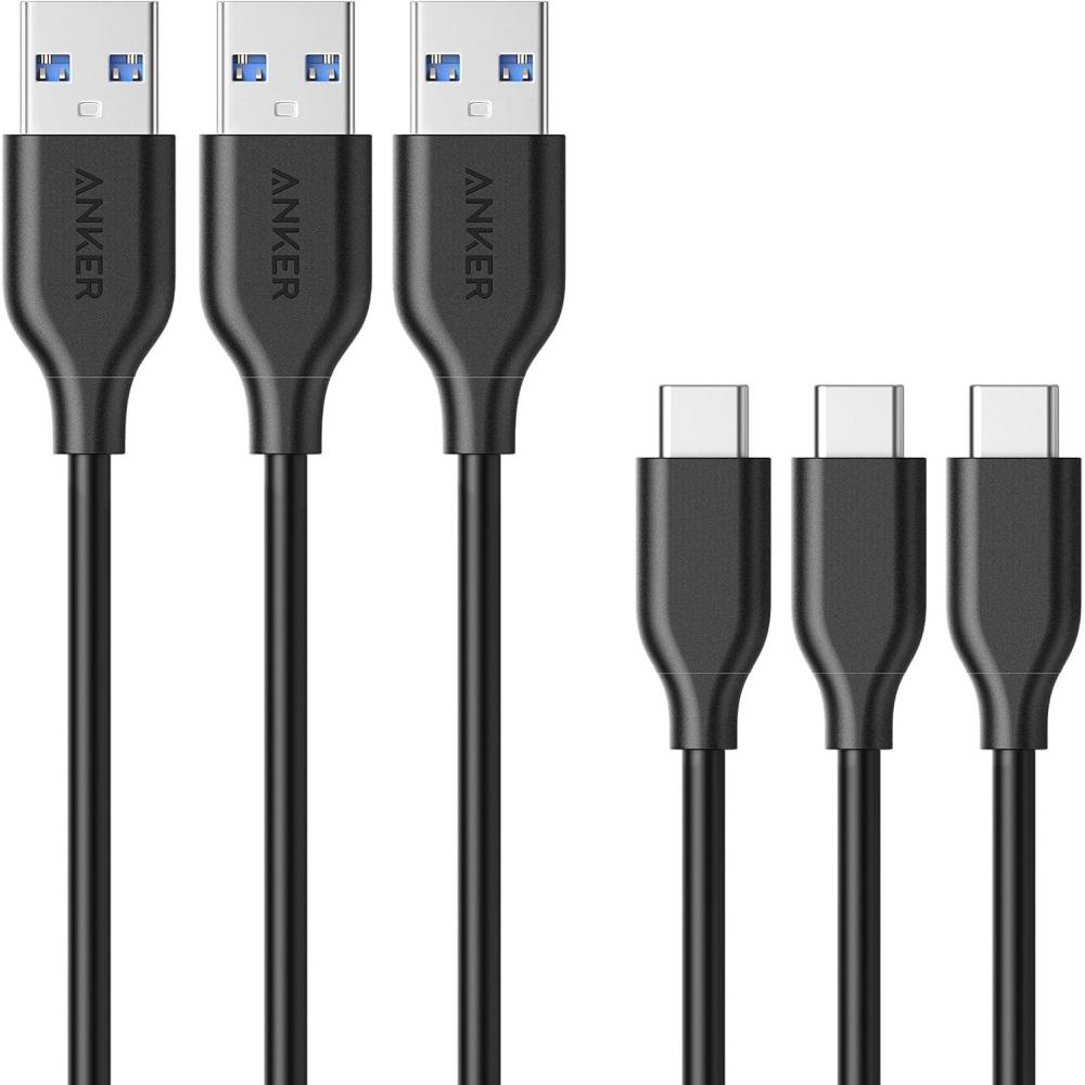 imageAnker Pack of 3 PowerLine USB C to USB 30 Cables with 56k Ohm Resistance for USB Type C Devices Samsung Galaxy S988 New MacBook Sony XZ LG V20G56 Google Pixel