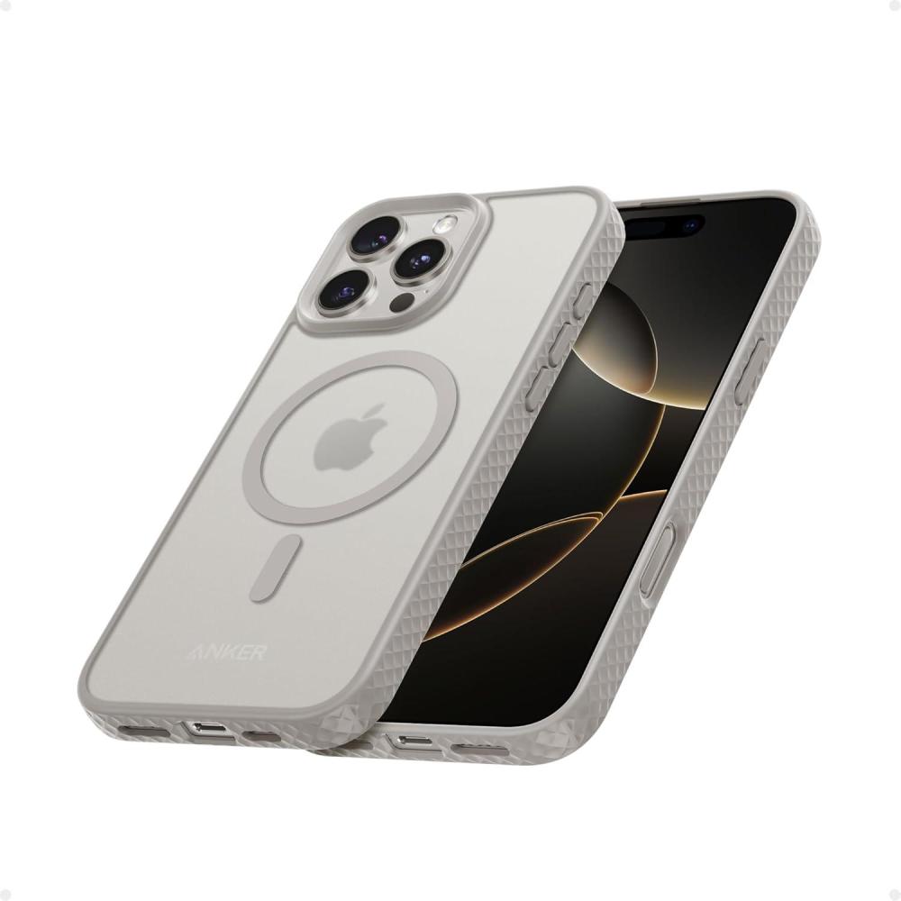 imageAnker Phone Case for iPhone 16 Pro Military Grade Textured Matte Magnetic Drop Protection Case Slim Shockproof Protective Case Rose Goldtitane