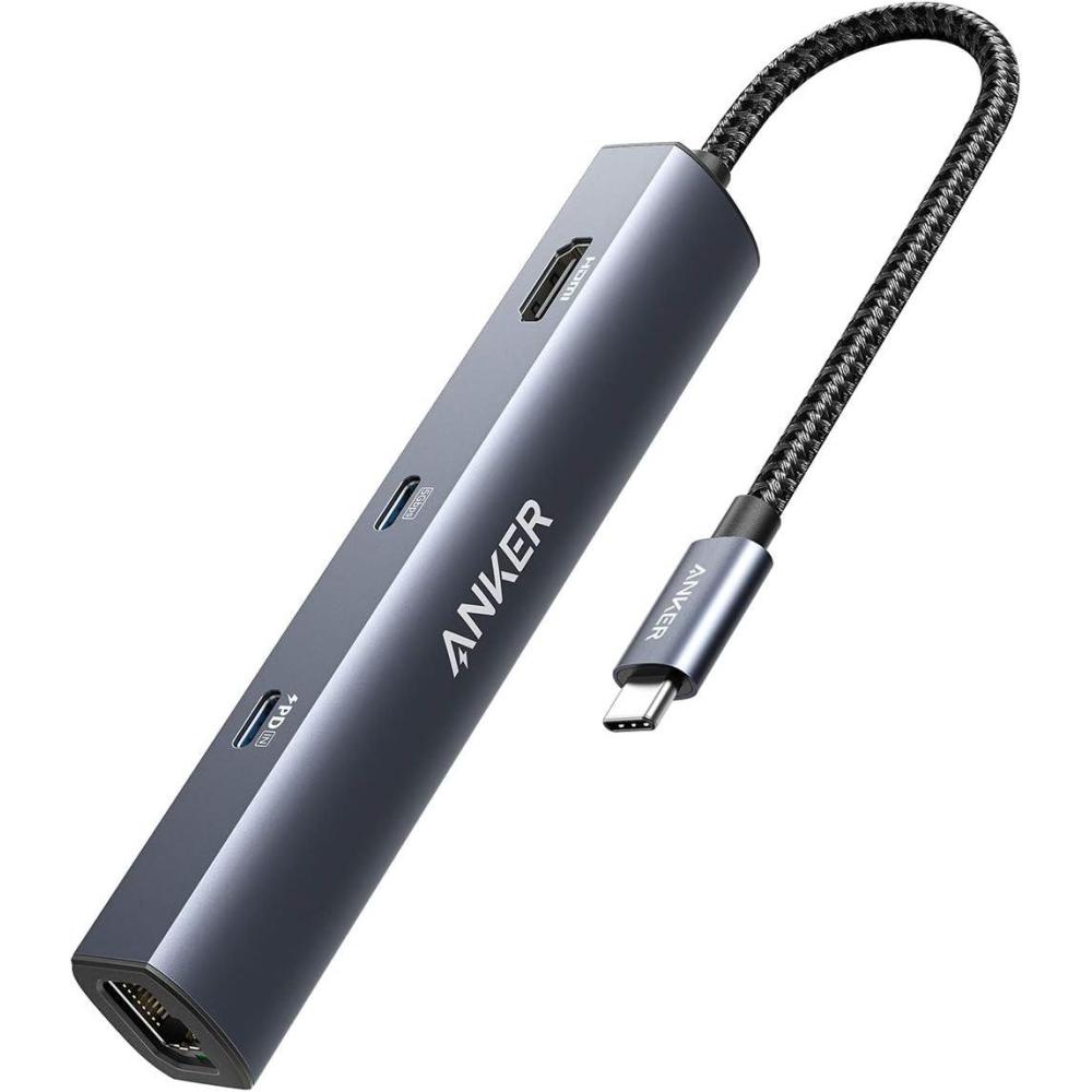 imageAnker PowerExpand Hub 6 in 1 Power Delivery 65W HDMI 4K Ethernet 1Gbps USBC 2 USB 30 Data Ports Compatible with MacBook Pro MacBook Air iPad Pro XPS
