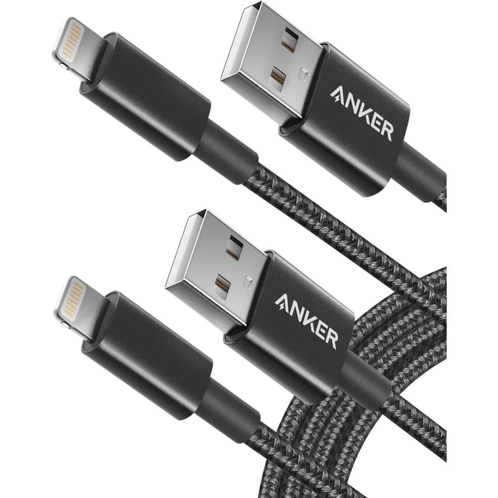 imageAnker Premium Lightning Cable Nylon MFi Certified for iPhone Charger iPhone 1414 Plus14 Pro Max14 Plus14 Plus1312 iPad Pro Air 2Pack 1m2Black