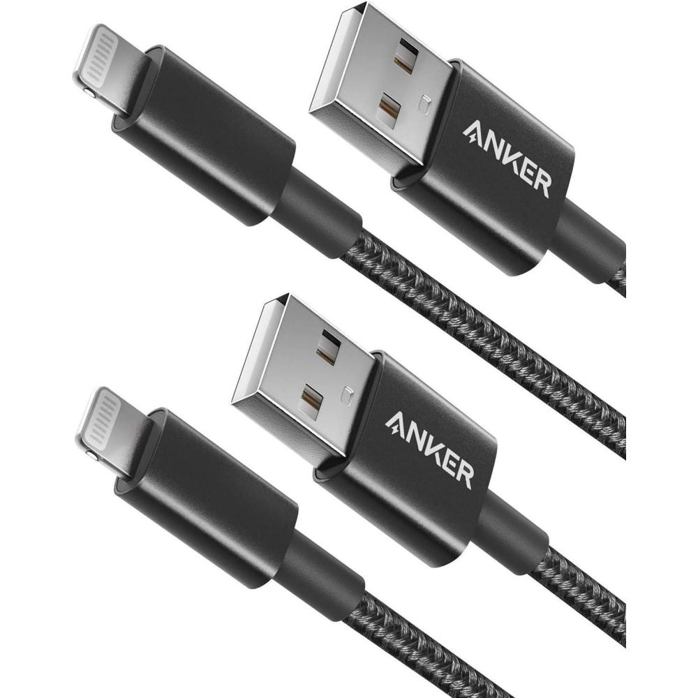imageAnker Premium Lightning Cable Nylon MFi Certified for iPhone Charger iPhone 1414 Plus14 Pro Max14 Plus14 Plus1312 iPad Pro Air 2Pack 1mBlack