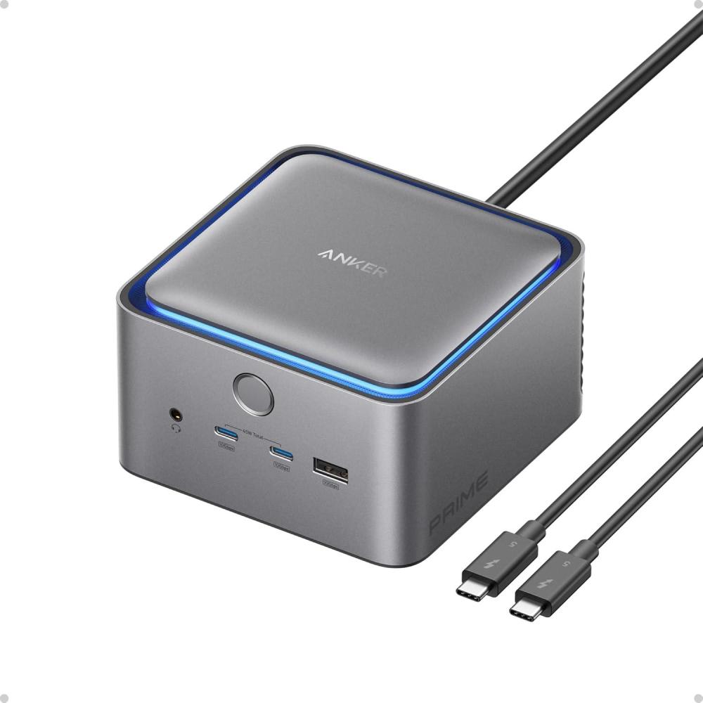 imageAnker Prime TB5 Docking Station 14 Ports Thunderbolt 5 Charge 140W Max Data Transfer 120GBs Atmosphere LED Cooling System 8K Display for Thunderbolt 54 Laptops