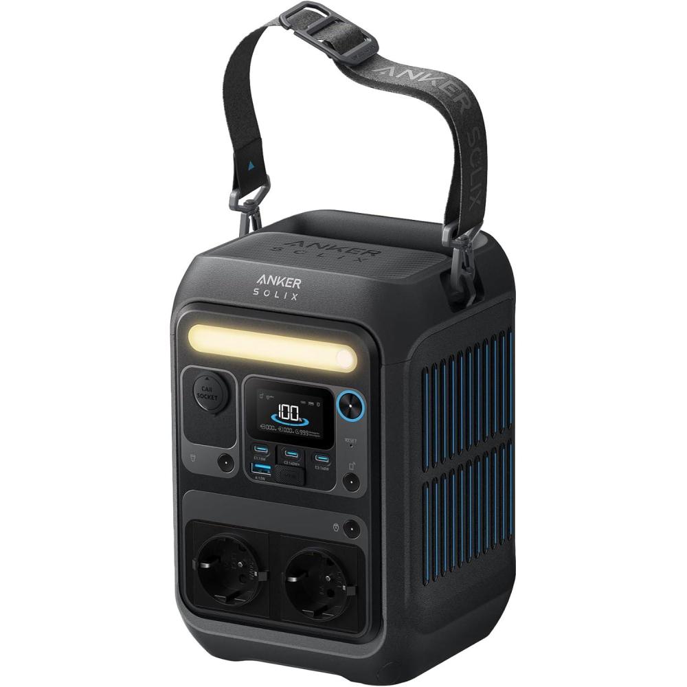 imageAnker SOLIX C300X Portable Power Station 288Wh LiFePO4 Battery 300W Solar Generator Peak 600W 140W Bilateral Charging Camping Travel and Emergencies Solar Panel OptionalC300X