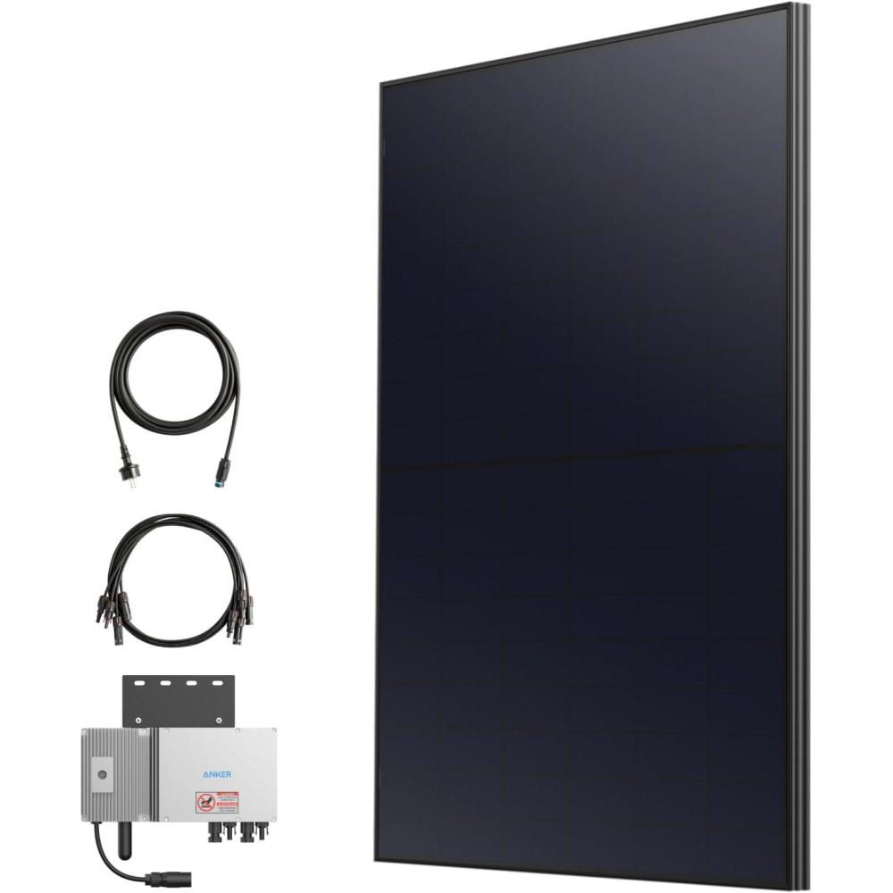 imageAnker SOLIX RS40P Balcony Panel Set Individual Set without Fixing Smooth Appearance in Black Photovoltaic Solar Panel 1x440 W IBC Module Type N Type 227 Efficiency WiFi Inverter 600 W