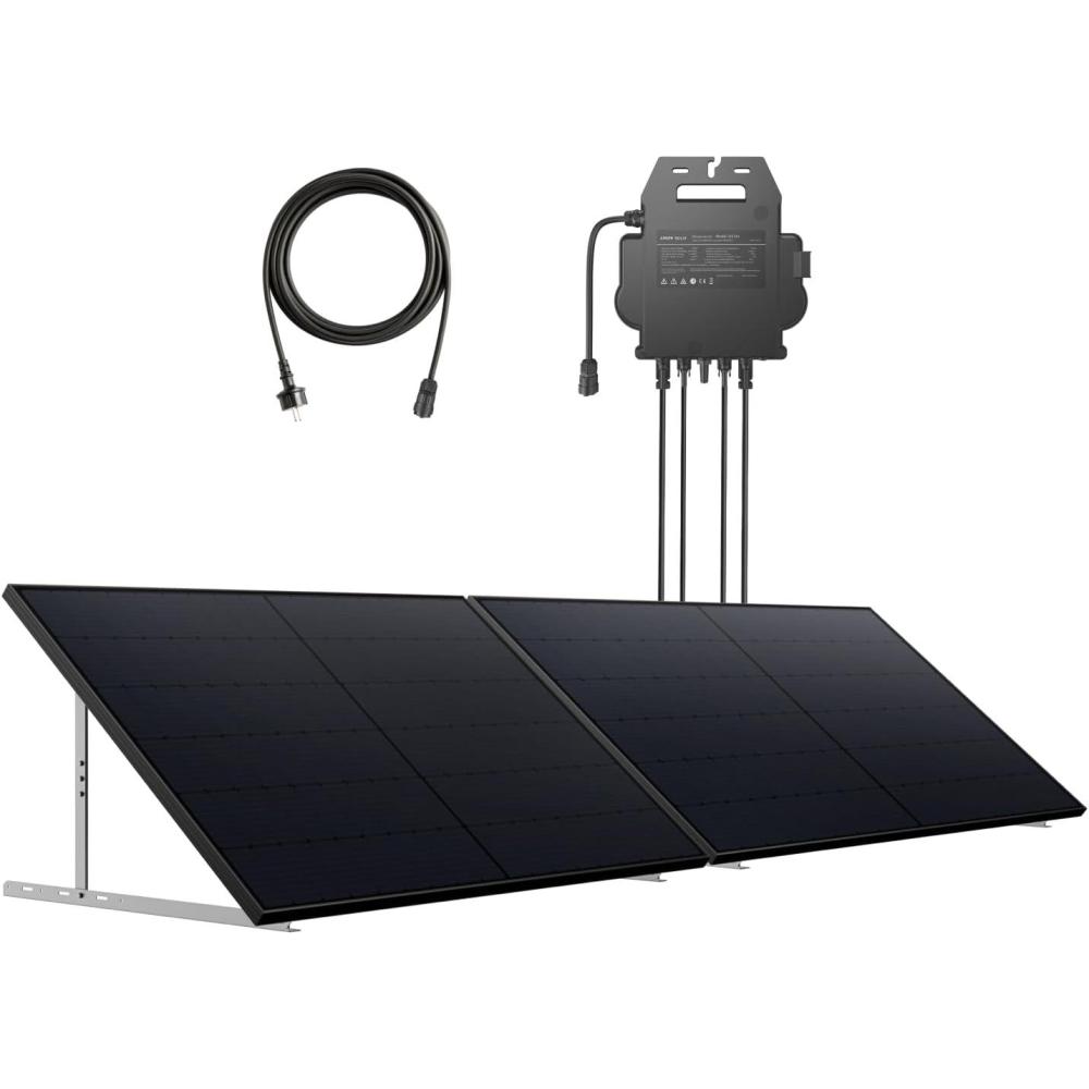 imageAnker SOLIX Solar PlugampampPlay Kit 820 W Brackets Included 23 Efficiency Black and Plain Design Free OTA Update 800 W with WLAN