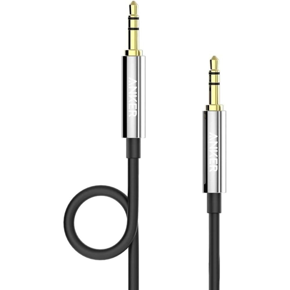 imageAnker SoundLine 35 mm Stereo Audio Jack Cable 120 cm Universal Auxiliary Audio Cable Male to Male for Smartphones Tablets Headphones Speakers etcBlack