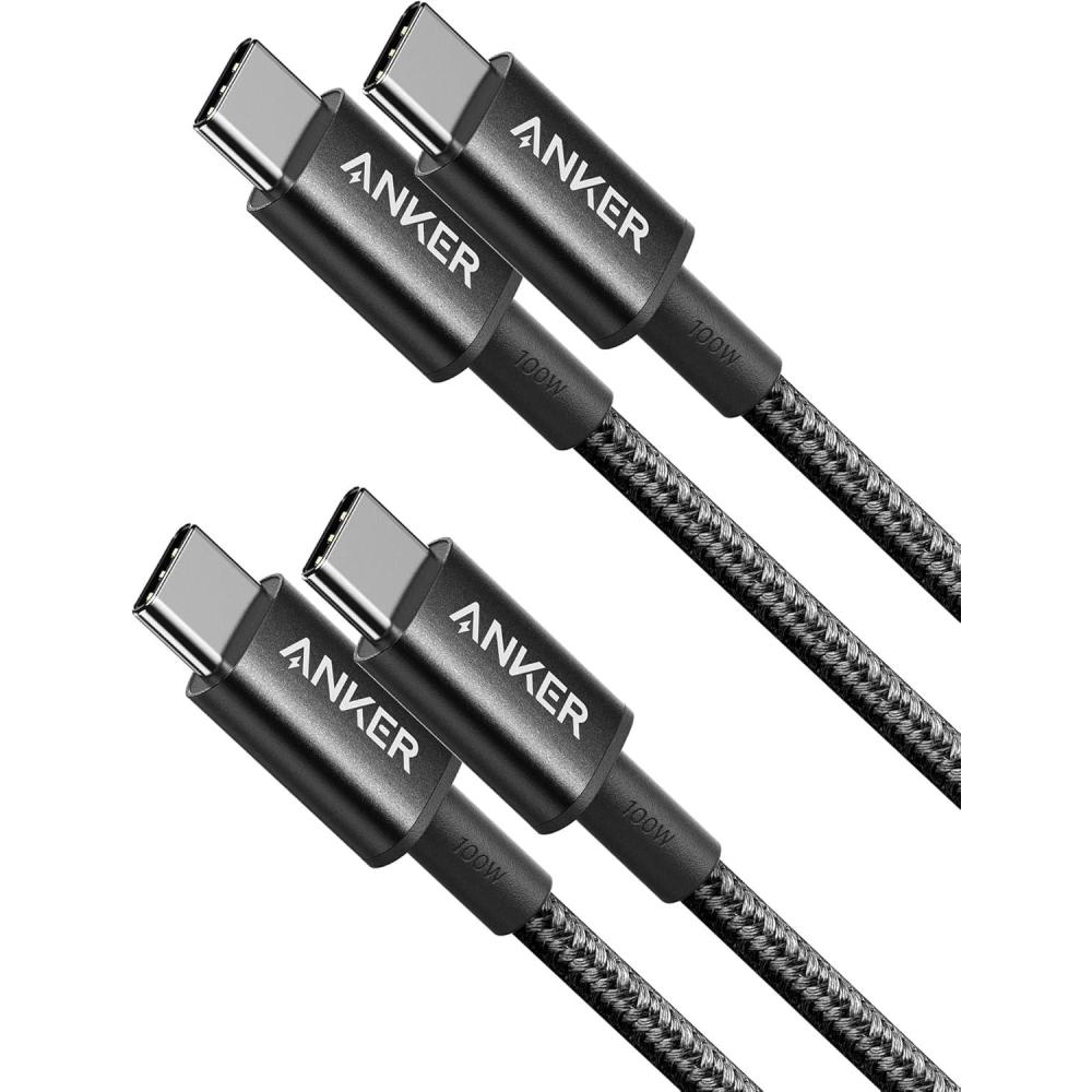 imageAnker USB C to USB C Cable 100W USB C Charging Cable 2 Pack for iPhone 171617 Pro17 Plus17 ProMax MacBook ProAir iPad ProAir Galaxy S24S23 Pixel Switch LG 6ft6ftBlack