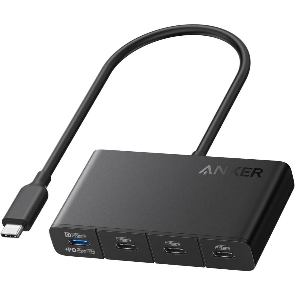 imageAnker USBC Hub Fast 10Gbps USB 32 Display Hub USBC to 4Port Hub with 100W Max PDin for MacBook Pro iPad iPhone 15 Surface Pro Dell and More