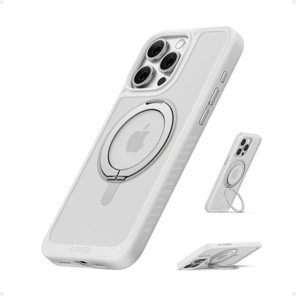 imageAnker Ultra Magnetic for iPhone15 Pro Max Case with Sturdy 360 Ring Stand MilitaryGrade Shockproof iPhone15 Pro Max Kickstand Compatible with MagSafeWhite