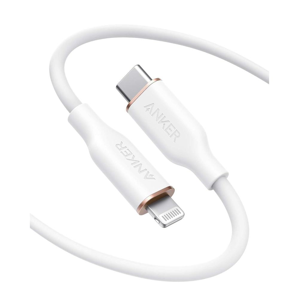 imageAnker iPhone USB C Cable PowerLine III Flow USBC to Lightning PD Cable Compatible with iPhone 1313 Pro Max1211 ProXXSXR8 Plus AirPods Pro 90cm MFi Certified Silica Gel Snow WhiteWhite
