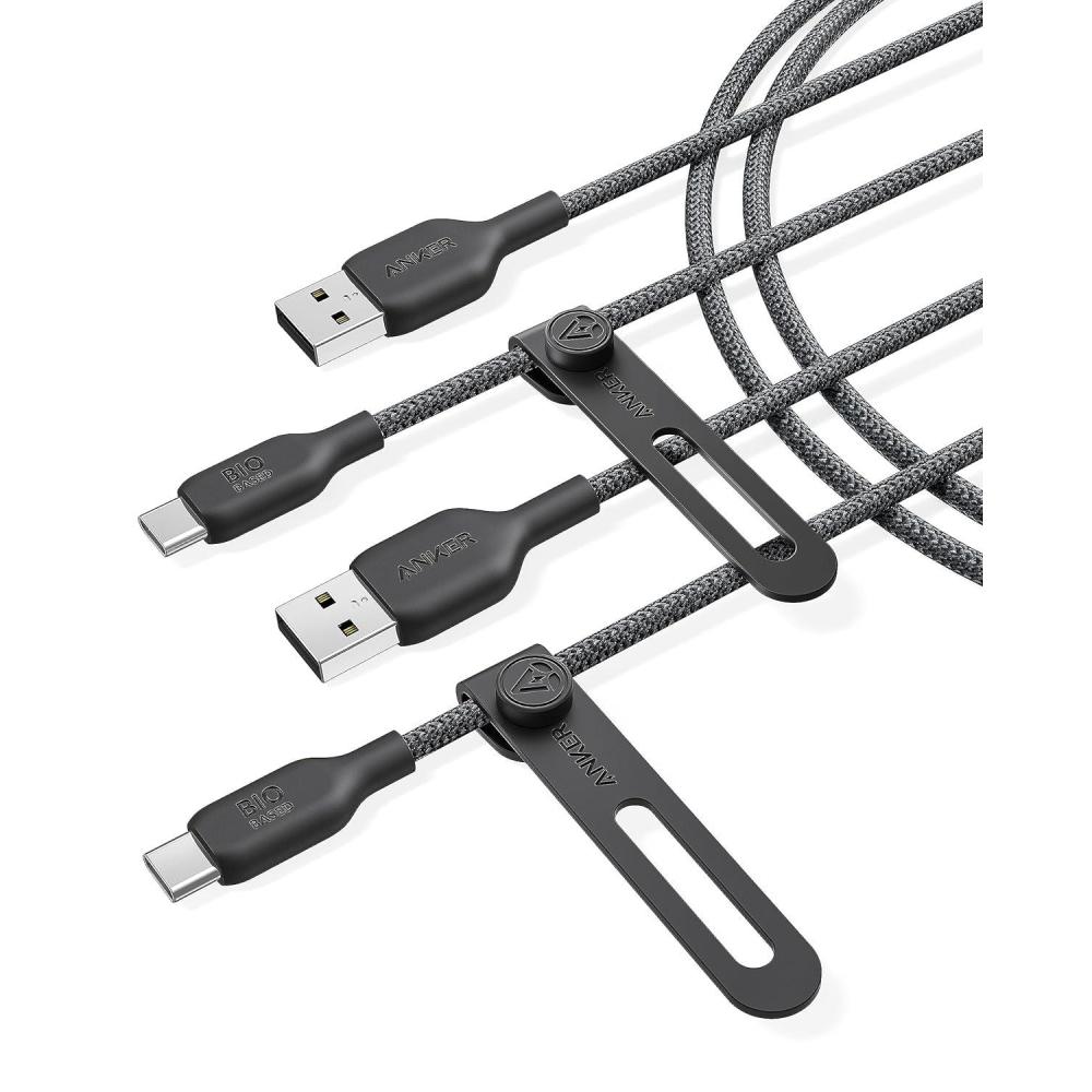 imageCble USBC Anker biotress lot de 2 18 m cble de chargeur USB A vers Type C longue dure cble de chargeur USB C charge sre Samsung Galaxy Note1098 S10S10S9S9 LG V30 USB 20 noir