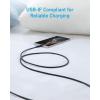 ANKER cable USB C, 180cm, lot de 2 câbles de charge USB A vers USB C, câble de charge USB A vers USB C, charge rapide pour iPhone 16/15, Samsung Galaxy Note 10 Note 9/S10+ S10, LG V30 (Noir)(180 cm)