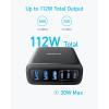 Anker 112W USB C Charger, 6 Port Output Charging Dock for iPhone 16/16 Plus/16 Pro/16 Pro Max/Series 15/14/13, MacBook Air, Pixel, Galaxy, iPad, and Others (Cable Not Included)(Noir)