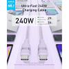 Anker Câble USB-C, 240W Tressé Upcyclé usb-c vers usb-c, Chargeur Type C Rapide, Câble pour iPhone 17/17 Pro / 17 Plus / 17 ProMax, MacBook Pro, iPad Pro/Air 5, Galaxy S23 et autres(0,9m, Blanc)(Violet)