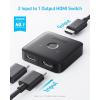 Anker HDMI Switch 4K@60Hz Two-way Switch, 2 in 1 Output with Smooth Finish, Supports HDR, 3D, Dolby, Compatible with Laptops, PC, Xbox Series, PS5/PS4, Projector, etc.(2 in 1 with 2 HDMI cables)
