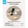 Anker Induction Charger iPhone Charging Base 15W, Adjustable Stand 2-in-1, USB-C Cable 1.5m, Dual LED, Ultra Fast MagSafe for iPhone Series 17/16 and 5W for AirPods (No AC Adapter)(White1)