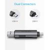 Anker PowerExpand+ 2-in-1 USB 3.0 USB 3.0 Memory Card Reader with Dual Connectors, for SDXC, SDHC, SD, MMC, RS-MMC, Micro SDXC, Micro SD, Micro SDHC and UHS-I Cards
