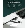 Anker Powerline II 3-in-1 Cable, USB C/Lightning/Micro USB Cable for iPhone, iPad, Huawei, HTC, LG, Samsung Galaxy, Sony Xperia, Android Smartphones etc. (0.9 m)(Black)