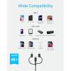 Anker Powerline II 3-in-1 Cable, USB C/Lightning/Micro USB Cable for iPhone, iPad, Huawei, HTC, LG, Samsung Galaxy, Sony Xperia, Android Smartphones etc. (0.9 m)(Black)