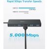 Anker USB C Hub, Macbook Pro Adapter with Multiple USB 3.0 Ports, OTG 5Gbps Ultra Thin 8 Inch Cable, for MacBook, Mac Pro, Mac Mini, iMac, Surface Pro, XPS, PC, USB Flash Drive, Portable Hard Drive(20cm)