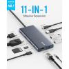 Anker USB C Hub, PowerExpand 11 in 1 Docking Station, with HDMI and DP 4K@60Hz, 100W Power, USB-C and 3 USB-A Data Ports, 1Gbps Ethernet, 3.5mm Audio, Card Reader