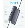 Anker USB-C Hub (14-in-1, Triple Display), Triple Display, HDMI 4K@60Hz with 100W Max, USB-C USB-A 5Gbps Data Ports, for MacBook, Lenovo, Dell XPS, HP Laptops (No Charger)