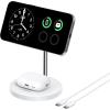 Anker Induction Charger iPhone Charging Base 15W, Adjustable Stand 2-in-1, USB-C Cable 1.5m, Dual LED, Ultra Fast MagSafe for iPhone Series 17/16 and 5W for AirPods (No AC Adapter)(White1)