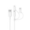 Anker Powerline II 3-in-1 Cable, USB C/Lightning/Micro USB Cable for iPhone, iPad, Huawei, HTC, LG, Samsung Galaxy, Sony Xperia, Android Smartphones etc. (0.9 m)(white)