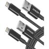 Anker Premium Lightning Cable Nylon MFi Certified for iPhone Charger iPhone 14/14 Plus/14 Pro Max/14 Plus/14 Plus/13/12, iPad Pro Air [2-Pack] (1m)(2-Black)
