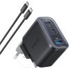 Anker USB-C Nano Charger, 3 Port Type C Charger, Fast Charging with 70W UltraFast Output, Compact and Stylish for iPhone 17/16/15, MacBook Air, iPad, Pixel, Galaxy, and More (Cable Included)(Black)