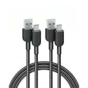 ANKER cable USB C, 180cm, lot de 2 câbles de charge USB A vers USB C, câble de charge USB A vers USB C, charge rapide pour iPhone 16/15, Samsung Galaxy Note 10 Note 9/S10+ S10, LG V30 (Noir)(180 cm)
