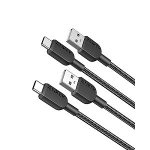 ANKER cable USB C, 180cm, lot de 2 câbles de charge USB A vers USB C, câble de charge USB A vers USB C, charge rapide pour iPhone 16/15, Samsung Galaxy Note 10 Note 9/S10+ S10, LG V30 (Noir)(90 cm)