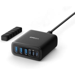 Anker 112W USB C Charger, 6 Port Output Charging Dock for iPhone 16/16 Plus/16 Pro/16 Pro Max/Series 15/14/13, MacBook Air, Pixel, Galaxy, iPad, and Others (Cable Not Included)(Noir)