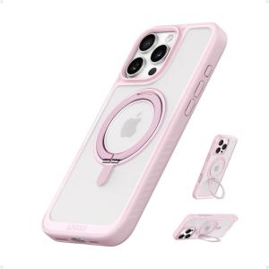 Anker FlexStand Magnetic Phone Case, Anti-Slip, Drop Resistant, Protective Case with Ring Stand, Compatible MagSafe, Exclusively Designed for iPhone 15 6.1 Inch(Pink)