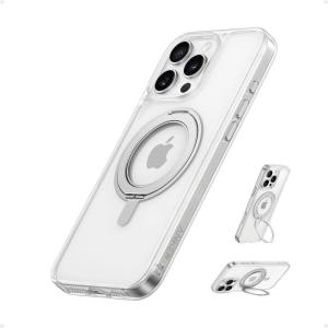 Anker FlexStand Magnetic Phone Case, Anti-Slip, Drop Resistant, Protective Case with Ring Stand, MagSafe Compatible, Exclusively Designed for iPhone 16 Pro(Clear)