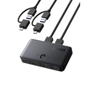 Anker KVM switch allows switching between 2 computers with a single click.With 2-in-1 USB-A cable and 3 USB 3.0 ports, it ensures fast transfer for computers, keyboards, mice, and more