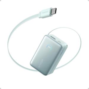Anker Nano External Battery 10000mAh with Retractable InstaCord Cable 70cm, Compact Power Bank 45W Max Power Bank, Smart Display, for iPhone 17 Pro Max, iPad, Galaxy, Pixel(Green)