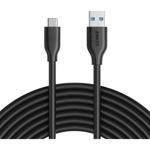 Anker PowerLine Câble USB C vers USB 3.0 avec Résistance 56k ohms [3 m] pour Appareils USB Type C (nouveau MacBook, ChromeBook Pixel, Nexus 5X/6P, Nokia N1, OnePlus 2, Galaxy S8/+, MacBook …)(Noir)