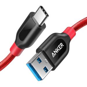 Anker Powerline+ USB Type C Cable 90cm Nylon Braided to USB 3.0 Extra Strong for Devices (Samsung Galaxy S8/S8+, S9, iPhone 16, New MacBook, Huawei P10, Google Pixel, Nexus 6P.)(Red)