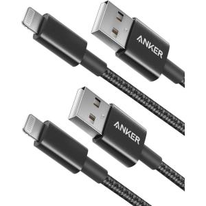 Anker Premium Lightning Cable Nylon MFi Certified for iPhone Charger iPhone 14/14 Plus/14 Pro Max/14 Plus/14 Plus/13/12, iPad Pro Air [2-Pack] (1m)(Black)