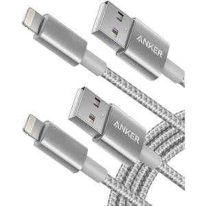 Anker Premium Lightning Cable Nylon MFi Certified for iPhone Charger iPhone 14/14 Plus/14 Pro Max/14 Plus/14 Plus/13/12, iPad Pro Air [2-Pack] (1m)(Silver)