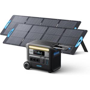 Anker SOLIX F2000 Portable Electric Station, 767 PowerHouse, 2048Wh Solar Generator with 2 x 200W Solar Panels, LiFePO4 Batteries, 3 AC Outlets Up to 2300W for Motorhome, Home(SOLIX F2000+2*200W)