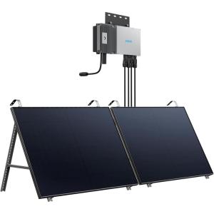 Anker SOLIX RS40P Balcony Panel Set for Tilt Mounting Smooth Black Photovoltaic Solar Panel 2 x 440 W IBC Module N Type 22.7% Efficiency WiFi Inverter 600 W