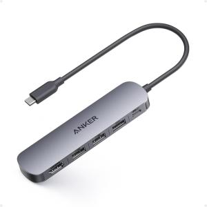 Anker USB C Hub (5-in-1), 4K 30Hz HDMI with 100W Max Power Delivery, USB-C and USB-A 5GB/s Data Ports, Compact and Stylish for MacBook, Lenovo, Dell XPS, HP and Others (Charger Not Included)