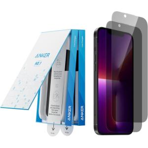 Anker filtre de confidentialité protecteur écran pour iPhone 13 Pro Max/14 Plus(2 filtres), verre trempé, installation facile et rapide, Ultra HD 8K, dureté 9H, résiste aux rayures et impacts