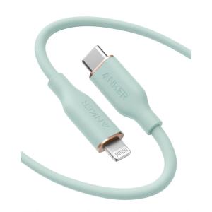 Anker iPhone USB C Cable, PowerLine III Flow USB-C to Lightning PD Cable, Compatible with iPhone 13/13 Pro Max/12/11 Pro/X/XS/XR/8 Plus, AirPods Pro, 35.4 Inch, MFi Certified, Silica Gel (Midnight(Green)