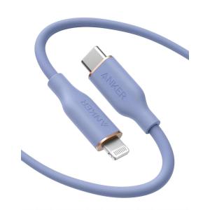 Anker iPhone USB C Cable, PowerLine III Flow USB-C to Lightning PD Cable, Compatible with iPhone 13/13 Pro Max/12/11 Pro/X/XS/XR/8 Plus, AirPods Pro, 90cm, MFi Certified, Silica Gel (Snow White)(lavender)