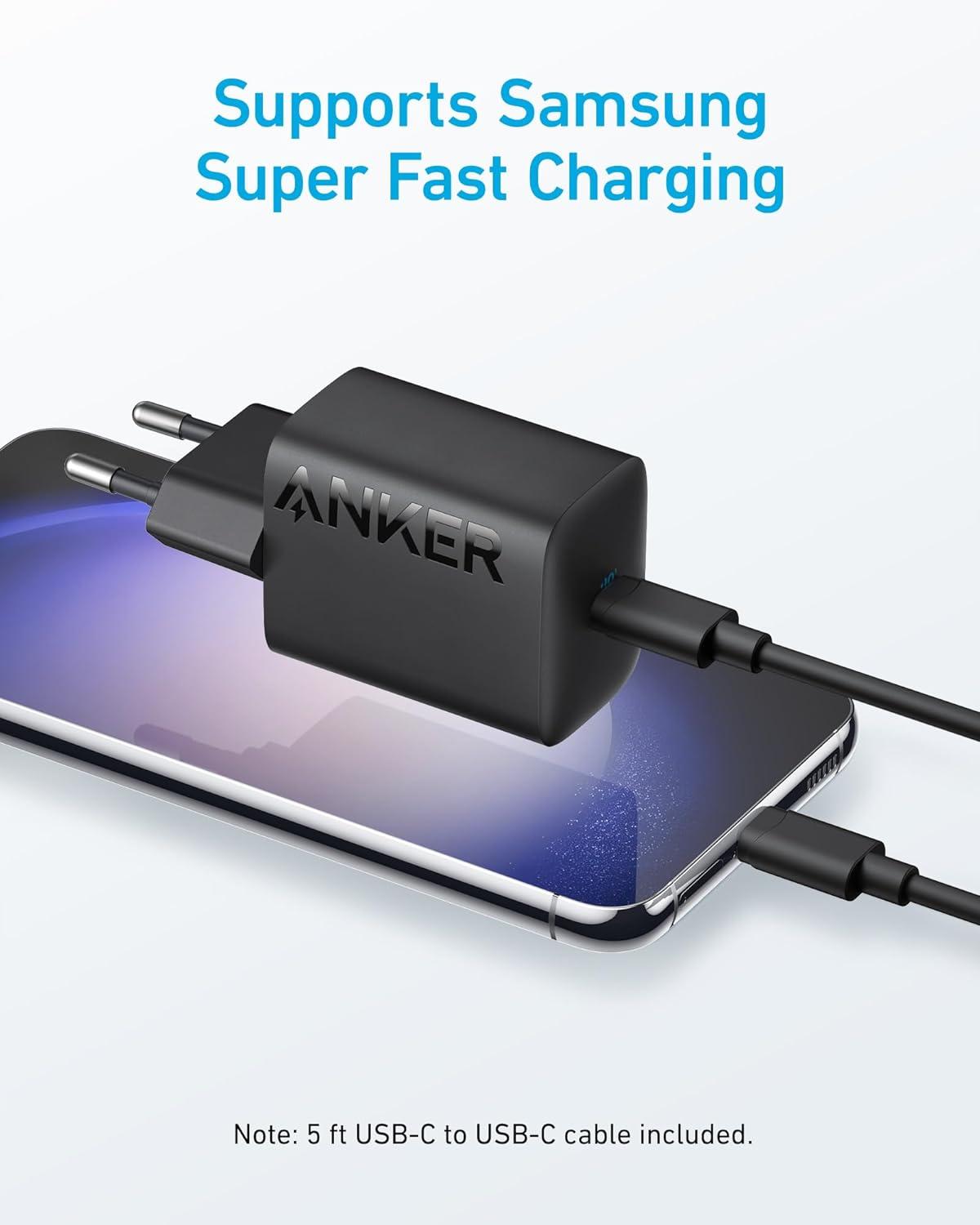 imageChargeur USBC 30W Anker 312 Alimentation USBC Chargeur Rapide Compact Haute Vitesse pour iPhone 151413 srie Samsung S23 MacBook Air iPad Pro et Autres sans cble de ChargeBlack