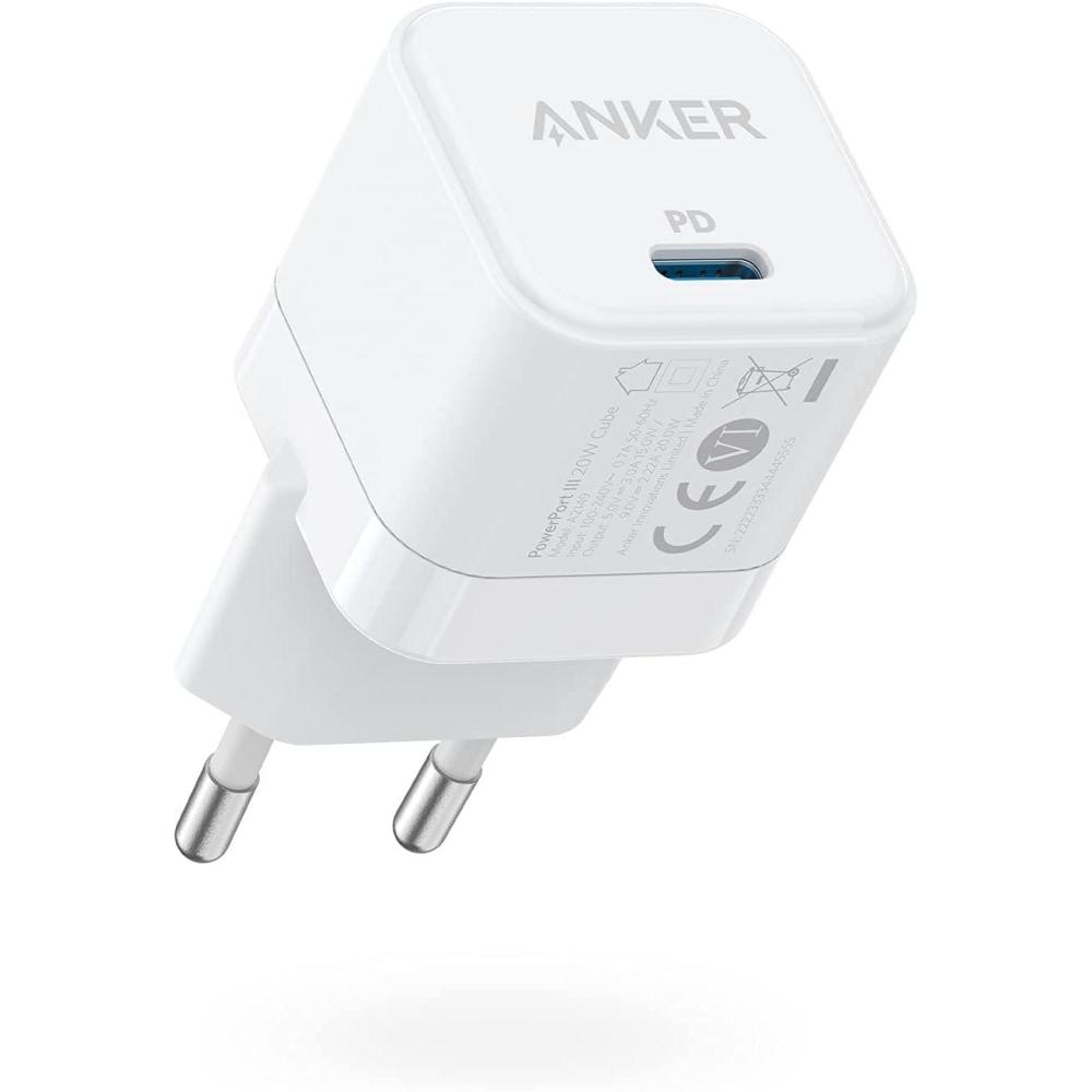 imageAnker Chargeur iphone PowerPort III Bloc dalimentation USB C 20 W pour Charge Rapide Compatible avec iPhone 15141312 Galaxy Pixel 43 iPadiPad Mini Blanc cble de Charge Non InclusBlanc