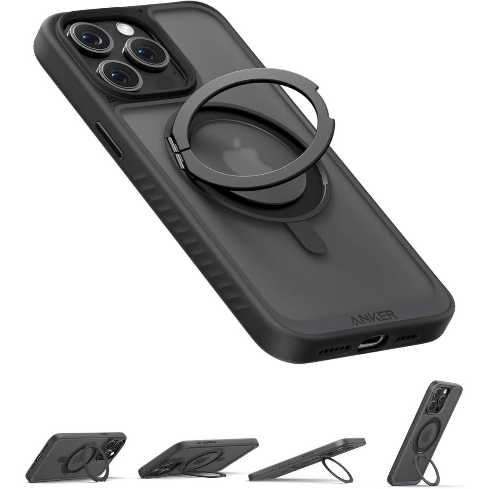 imageAnker FlexStand Coque magntique pour tlphone antidrapante rsiste aux Chutes Coque de Protection avec Anneau Support Compatible MagSafe conu exclusivement pour iPhone 15155 cm
